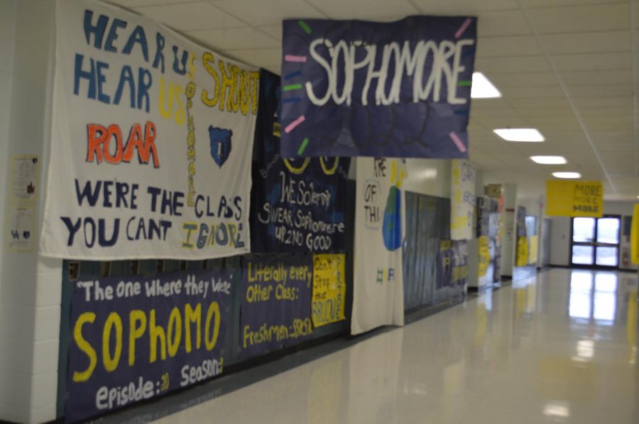 The sophomore hallway after it was decorated for homecoming. 