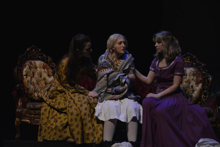 Students performing in Little Women the Musical in March of 2020;
Left to Right: Savannah Weber, Julia Pelston, Lauren Brooks
