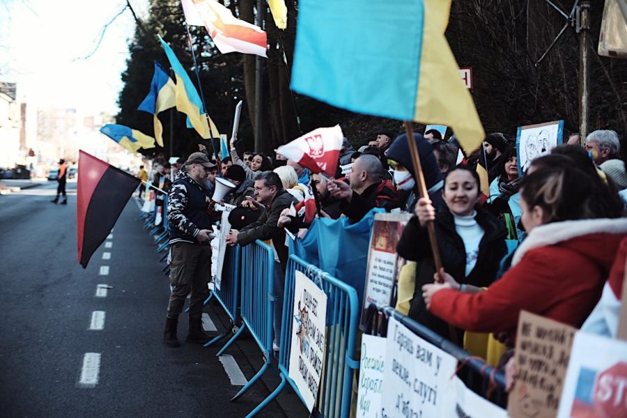 Belgians protest at a Ukrainian diaspora in late February. 