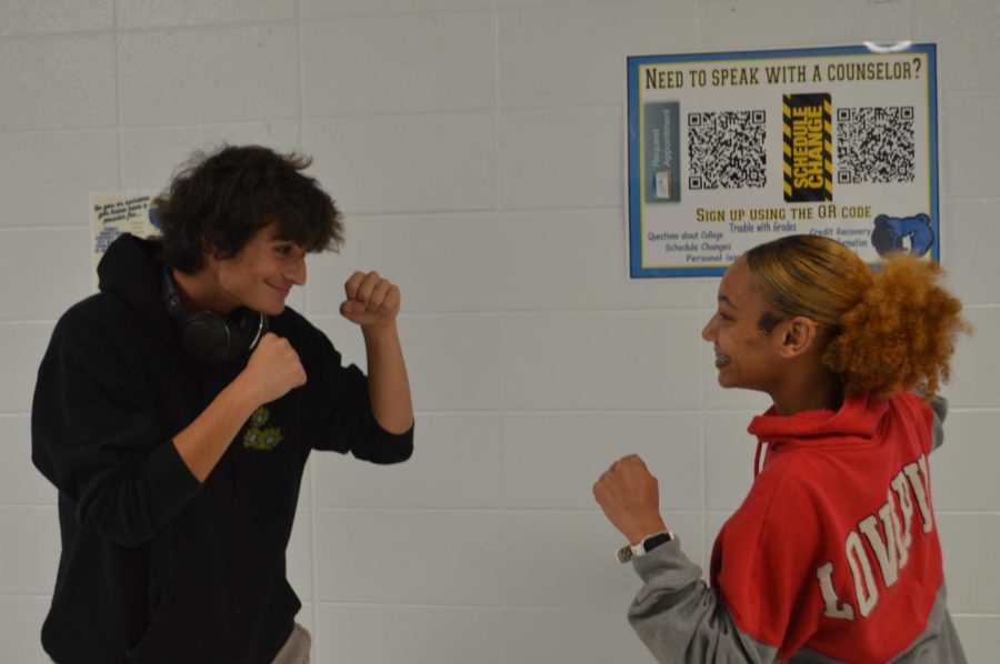 (Left) Alex Argueta and (Right) Abbi Wicks Fighting in the Hallway