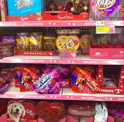 Valentines Day gifts displayed in Dollar General.