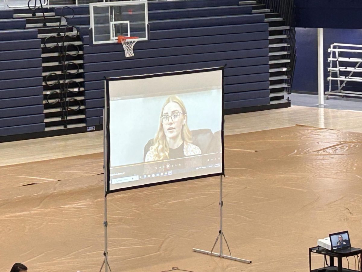 A video of Angelina Mykytiuk plays during the Overdose Simulation on Oct. 30. Mykytiuk lost her brother Andrew to an overdose in September of 2021.