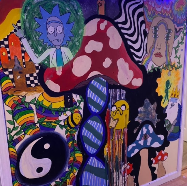 Junior Natalie Wilsons paintings are a frenzy of psychedelic splendor. 