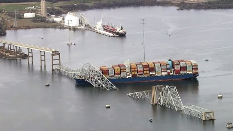 NBC4 Washingtons YouTube video cover reveals when tragedy struck Baltimores Francis Key Scott Bridge. The cargo ship is seen colliding into the bridges column moments after reporting a mayday. 