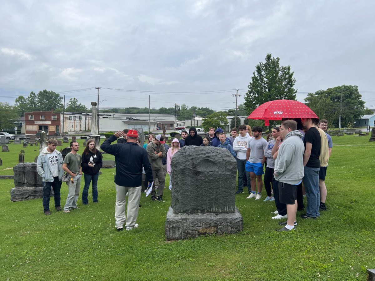 History teacher Mike Sisk brought his second block military history class to the Elizabethtown City Cemetery (May 17).