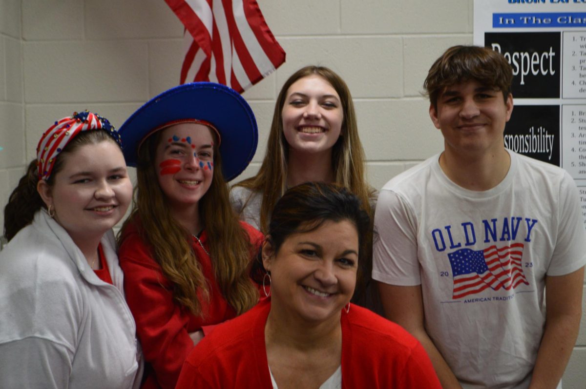 The Central Times Staff show their patriotism by wearing red, white, and blue on Oct.24. Spirit Week was a success at getting people to participate and have fun while at school.