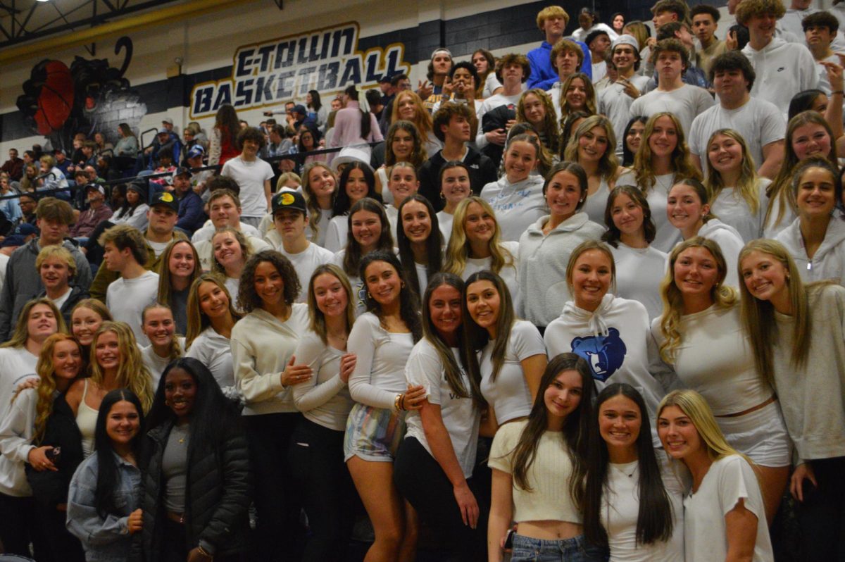 Central Hardin students showed out for the White-Out theme at E-town during the boys basketball game (Dec. 13). Central would claim victory over their rivals 60-53 in a shootout of a game. The Bruins next home game is Dec. 18 against Nelson County starting at 7:30. Be sure to show out to support our Bruins.