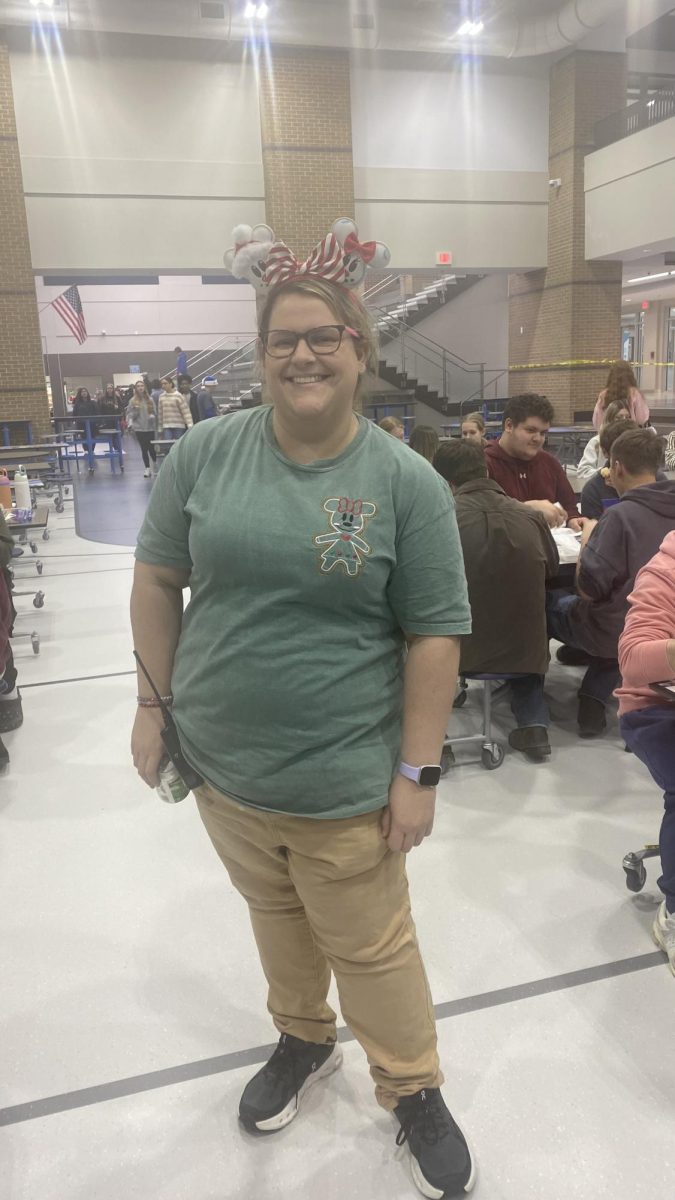 Assistant Principal Emily Wortham is all ready for Christmas as she is rocking her Disney Christmas ears. Wortham is a big Disney lover as you can see by her coordinating shirt. (Dec 19)