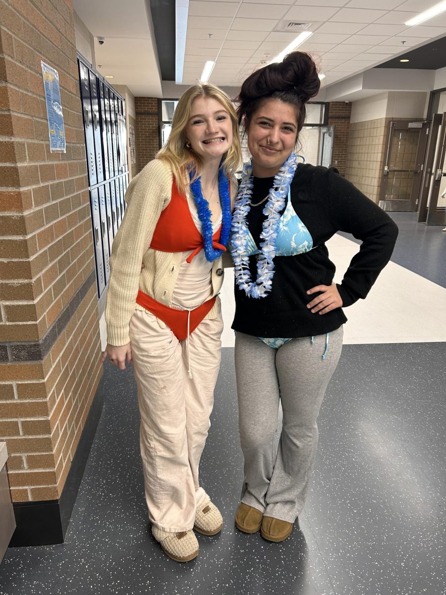 Seniors Ivy Hasty and Chloe Galaviz twin on Beach Monday Feb. 3. Watch out for the points gained for the Winter Spirit Week Competitions. Go Bruins!