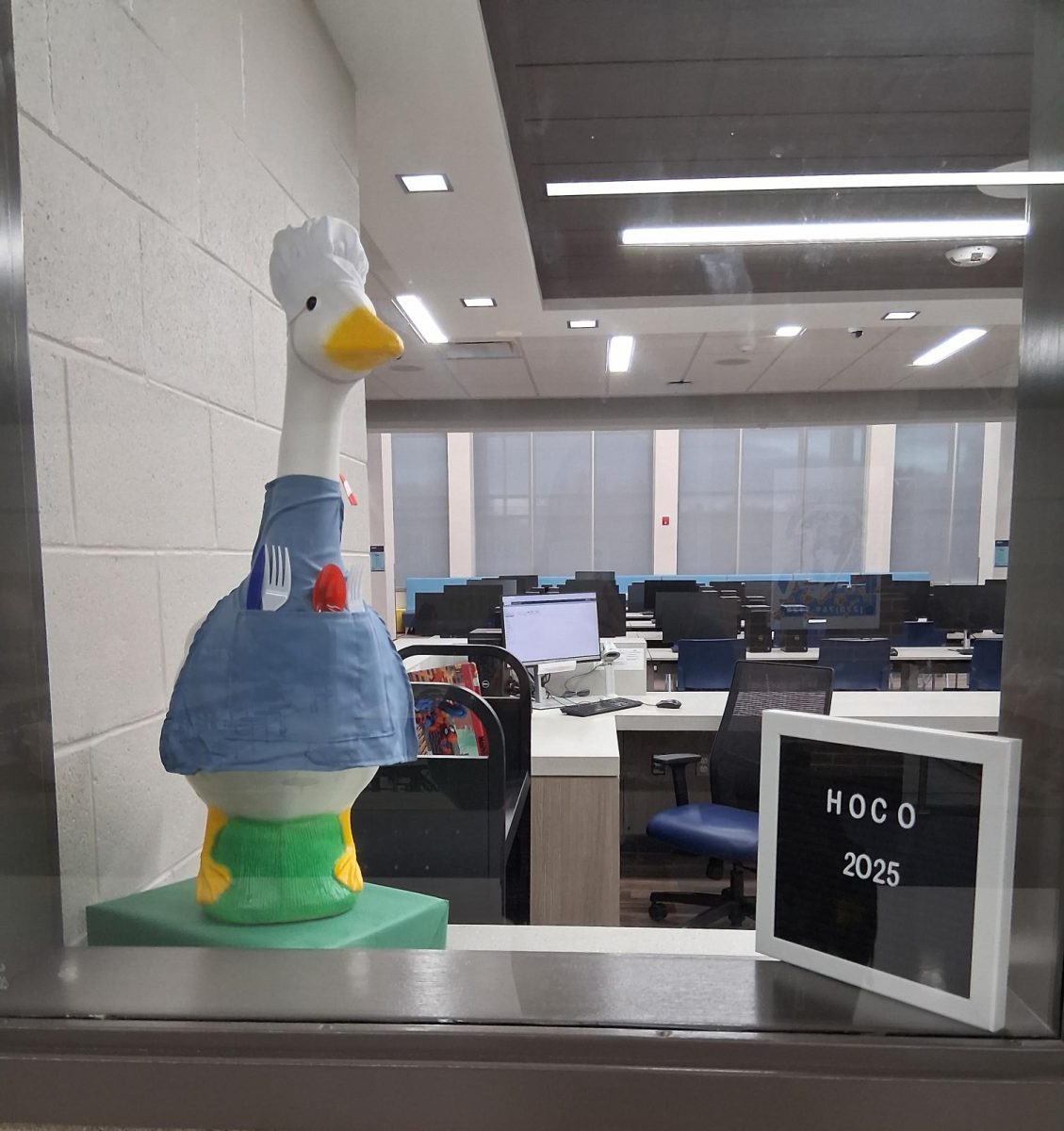 Dewey the Goose is in his BBQ dad attire for homecoming spirit week on Sep. 25. The theme is BBQ dads and soccer moms. 